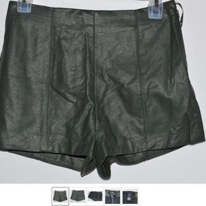 High Rise Faux Leather Green Hotpants Shorts Women sz S by XXI